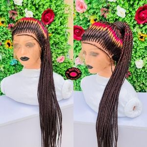 HANDMADE TISSUE PONYTAIL BRAIDED WIG ON 360 LACE CLOSURE